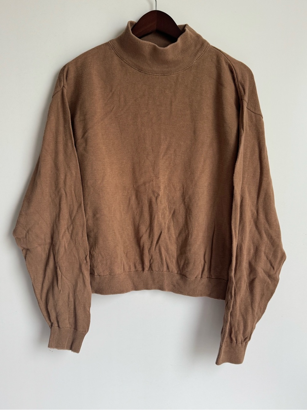 Pendleton brown knit mock Women XL neck sweater relaxed boxy ribbed turtleneck